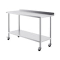 24 x 60 x 40 Inch Stainless Steel Work Table, Commercial Food Prep Worktable with Casters, Heavy Duty Prep Worktable, Metal Work Table with Adjustable Height for Restaurant, Home and Hotel